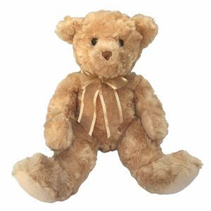 Douglas Teddy Bear Plush Toy Cuddle Soft Beige Ribbon Bow Stuffed Animal NWT 13”